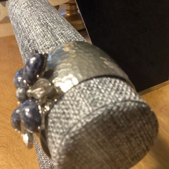 Hammered Silvertone Cuff Bracelet - Picture 3 of 6